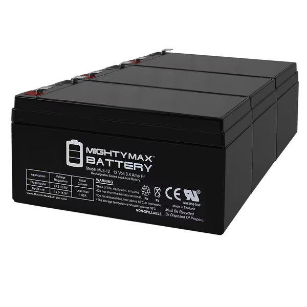 ML3-12 - 12V 3AH SLA Replacement Battery for WP2.9-12T - 3 Pack, Mighty Max Battery, Mfr#: ML3-12MP354918